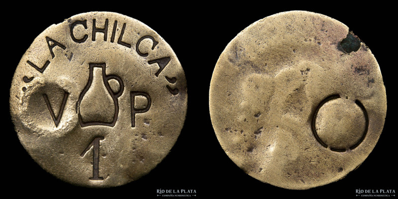 Argentina. Ficha. Valor 1. La Chilca. 25 de Mayo. Bronce; 31mm; 4.96g. (VF+)

...