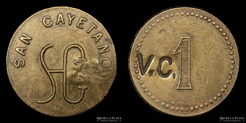Argentina. Ficha. Valor 1. Estancia San Cayetano. BR; 25mm; 5.63g. (XF)

Nota:...