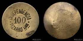 Argentina. Ficha. Valor 100. Independencia. Pizarro Hnos. Gral. Guido