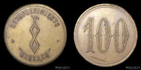 Argentina. Ficha. Valor 100. Establecimiento Oveland. Las Flores