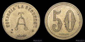 Argentina. Ficha. Valor 50. Estancia la Segunda. Laguna de la Viuda