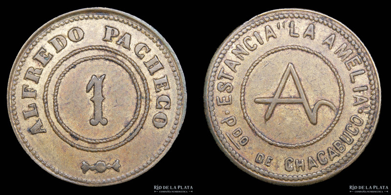 Argentina. Ficha. Estancia La Amelia. Alfredo Pacheco. Chacabuco. Valor 1. Marca...