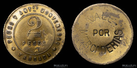 Argentina. Ficha. 2 Pesos. Taboada. Pedro y Antonio Montenegro