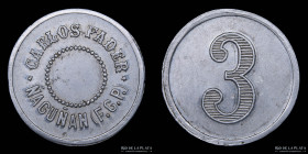Argentina. Ficha. Valor 3. Ñaguñan. Carlos Fader. Mendoza