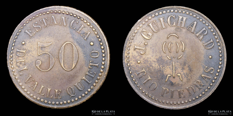Argentina. Ficha. Valor 50. Estancia del Valle Quieto. Salta. J. Guichard. Río P...