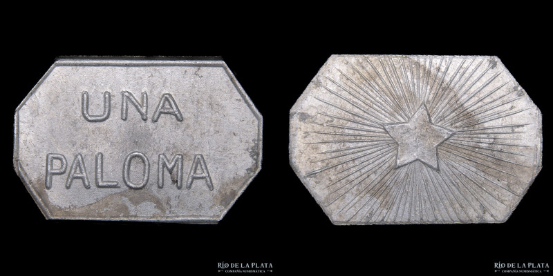 Argentina. Ficha. 1 Paloma. Aluminio; 26x17mm; 1,33g. (XF) A identificar

Nota...