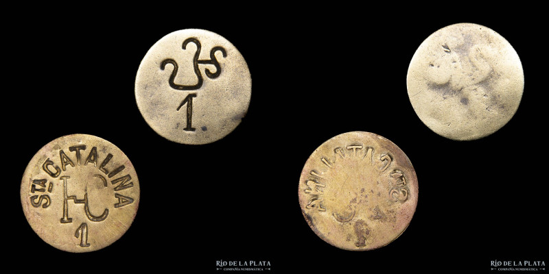 Argentina. Ficha. Lote x2. Valor 1. Santa Catalina. Balcarce de Antonio Martiare...