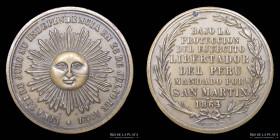 Peru. 1864. Proclama de la Independencia 1821