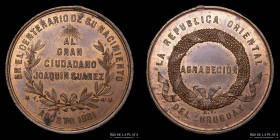Uruguay. 1881. Agradecimiento. Joaquin Suarez. Centenario.