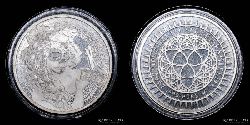 USA. 2017. Muerte del Dólar. Silver Shield. Onza Troy de plata. AG.999; 39.3mm. ...