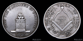 Francia. 1820. Masonica. LES COEURS UNIS. Paris. Plata