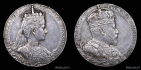 Gran Bretaña. 1902. Coronacion Rey Eduardo VII y Reina Consorte Alejandra. Plata
