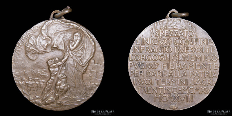 Italia. 1918. Vittorio Emanuelle III (1900-1943) 1ra. Armada. Trentino. Bronce; ...