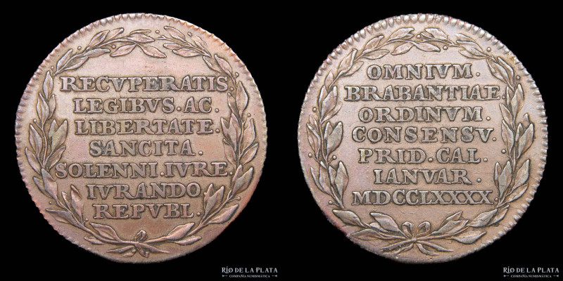 Bélgica. Brabante. Token 1790. Cobre; 34mm; 13.29g. F .14171.a (VF)

Nota: Tod...