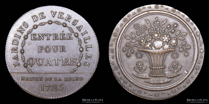 Francia. 1785. Entrada para cuatro por los Jardines de Versalles. Mansión de Mar...