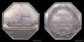 Francia. 1830. Transporte. Compagnie des bateaux à vapeur du Rhône. Plata