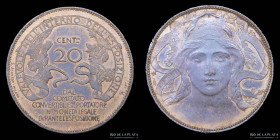 Italia. 1906. Expo de Milano. Ficha valor 20 Centessimi