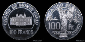 Monaco. 100 Francs 1977. Ficha Casino de Monte Carlo. Plata