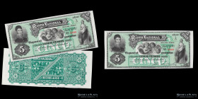 Buenos Aires. Banco Nacional. Proof 5 Pesos 1883. Bauman Plate