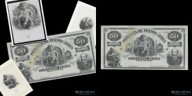 Buenos Aires. Banco Provincia. Proof 50 Pesos 1869. Bauman Plate