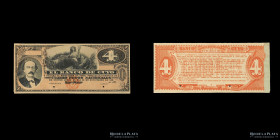 San Juan. Banco de Cuyo. Specimen 4 Pesos Nacionales 189_ Bauman Plate