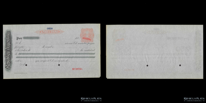 Letras de Cambio. Republica Argentina. Muestra 1881. Impreso en ABNC. Bauman Pla...