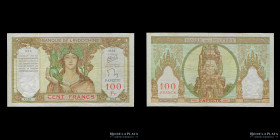 Tahiti. Banco de Indochina. 100 Francs ND1939-65. Pick 14c
