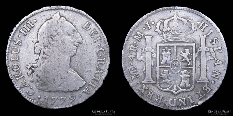 Lima. Carlos III (1759-1788) 4 Reales 1779 MJ. AG.917; 33mm; 13.13g. KM77 (VF)
...