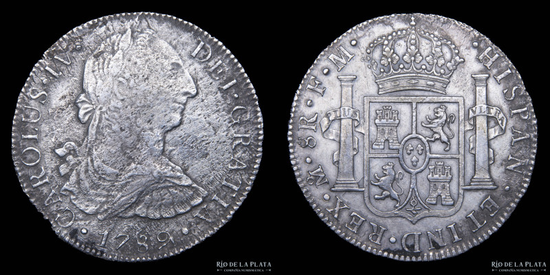 México. Carlos III (1759-1788) 8 Reales 1789 FM. AG.903, 39.5mm; 25.73g. KM106.2...
