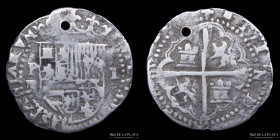 Potosi. Felipe II. 1 Real 1589/1600 B. Macuquina