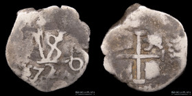 Potosi. Carlos II. 1/2 Real 1672/1. Macuquina. CJ 32.6