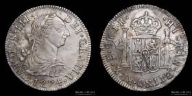 Potosi. Carlos III. 2 Reales 1774 JR. CJ 65.2.2