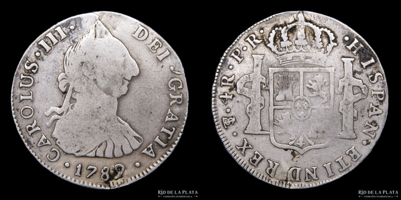 Potosí. Carlos III (1759-1789) 4 Reales 1789 PR (Ensayadores Pedro Narciso de Ma...