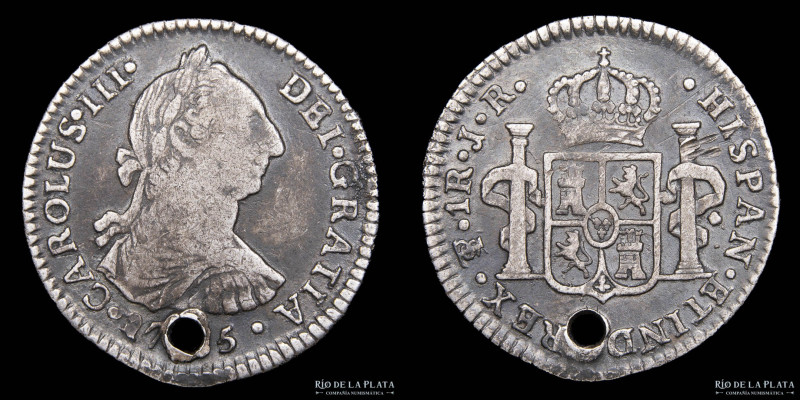 Potosí. Carlos III (1759-1788) 1 Real 1775 JR (Ensayadores Pedro Martín Albizu y...