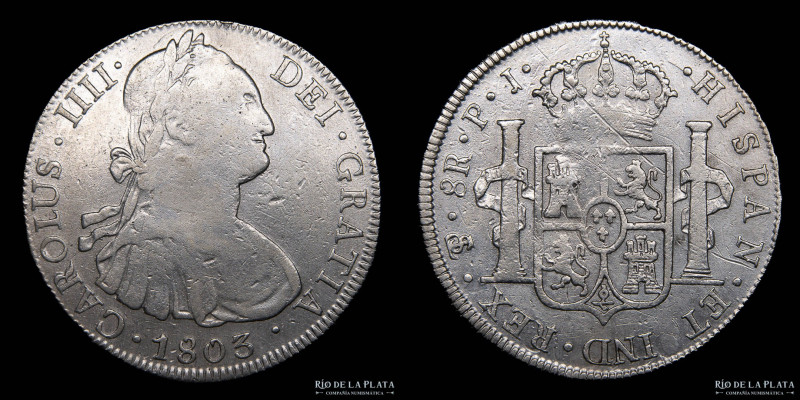 Potosí. Carlos IV (1788-1808) 8 Reales 1803 PJ (Pedro Albizu, Juan Palomo y Sier...
