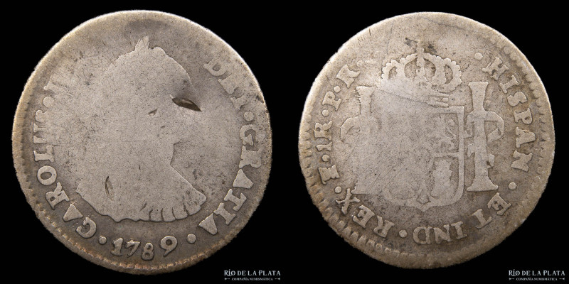 Potosí. Carlos IV (1759-1788) 1 Real 1789 PR Busto de Carlos III, tipo Transicio...