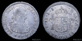 Potosi. Carlos IV. 1 Real 1808 PJ. Doble golpe. CJ 79.20.2