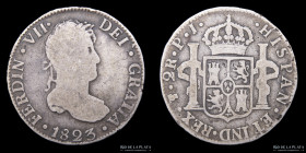 Potosi. Fernando VII. 2 Reales 1823 PJ. CJ 88.13