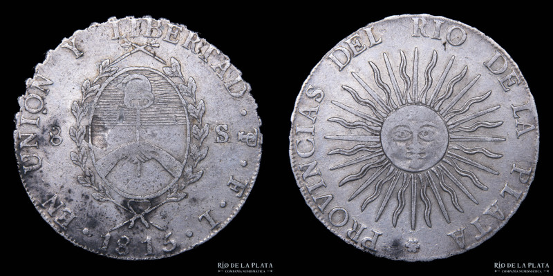 Argentina. Provincias Unidas del Río de la Plata. 8 Soles/Reales 1815 F L (Franc...