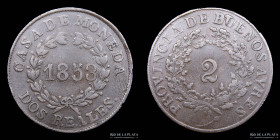 Argentina. Buenos Aires. 2 Reales 1853. CJ 18.2.2