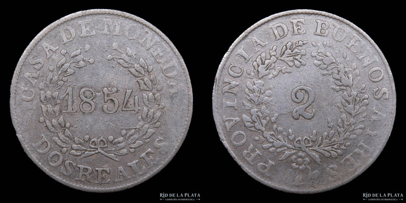 Argentina. Buenos Aires. 2 Reales 1854. Cobre; 32mm; 7.53g. CJ 19; KM9 (VF) 

...