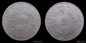 Argentina. Buenos Aires. 2 Reales 1854. CJ 19