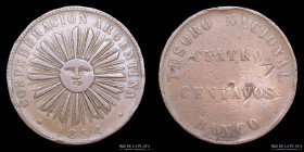 Argentina. Confederacion. 4 Centavos 1854. Rev. Medalla. CJ 1.5.1
