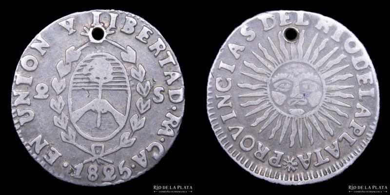 Argentina. La Rioja. 2 Soles 1825 RA CA. AG.875, 25mm; 6.75g. CJ 42.1 (A2-R2); K...