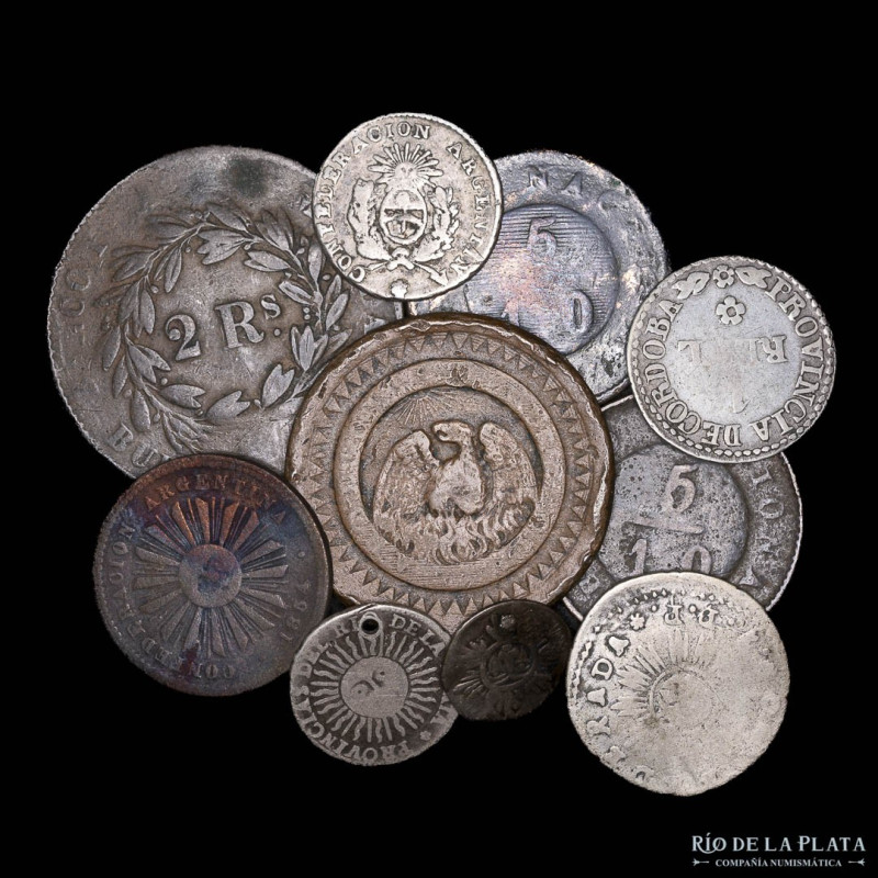 Argentina. Lote x10. 1815 a 1854. Interesante grupo incluye Provincias Unidas, C...