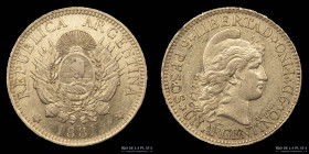 Argentina. 5 Pesos 1881 Argentino de oro. CJ 2.1