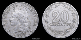 Argentina. 20 Centavos 1909. CJ 60