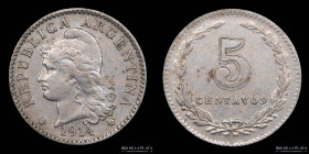Argentina. 5 Centavos 1914. CJ 145.1