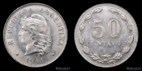 Argentina. Error. 50 Centavos 1941. Labio superior suelto