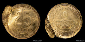 Argentina. Error. 25 Centavos 2009 Doble golpe